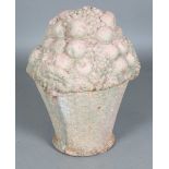 A 20th century cast composition stone garden ornament in the form of a basket of fruit, height