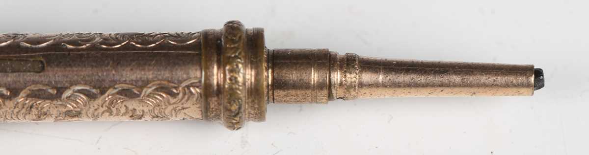 A group of five late 19th century gilt metal propelling pencils, including one in the form of a monk - Image 12 of 13