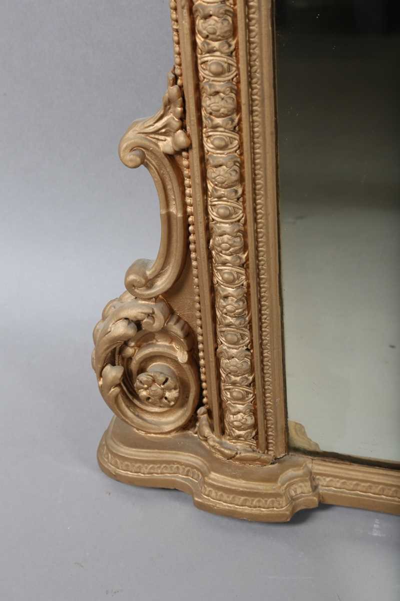 A late Victorian gilt painted overmantel mirror with foliate mouldings, height 150cm, width 112cm. - Image 7 of 11