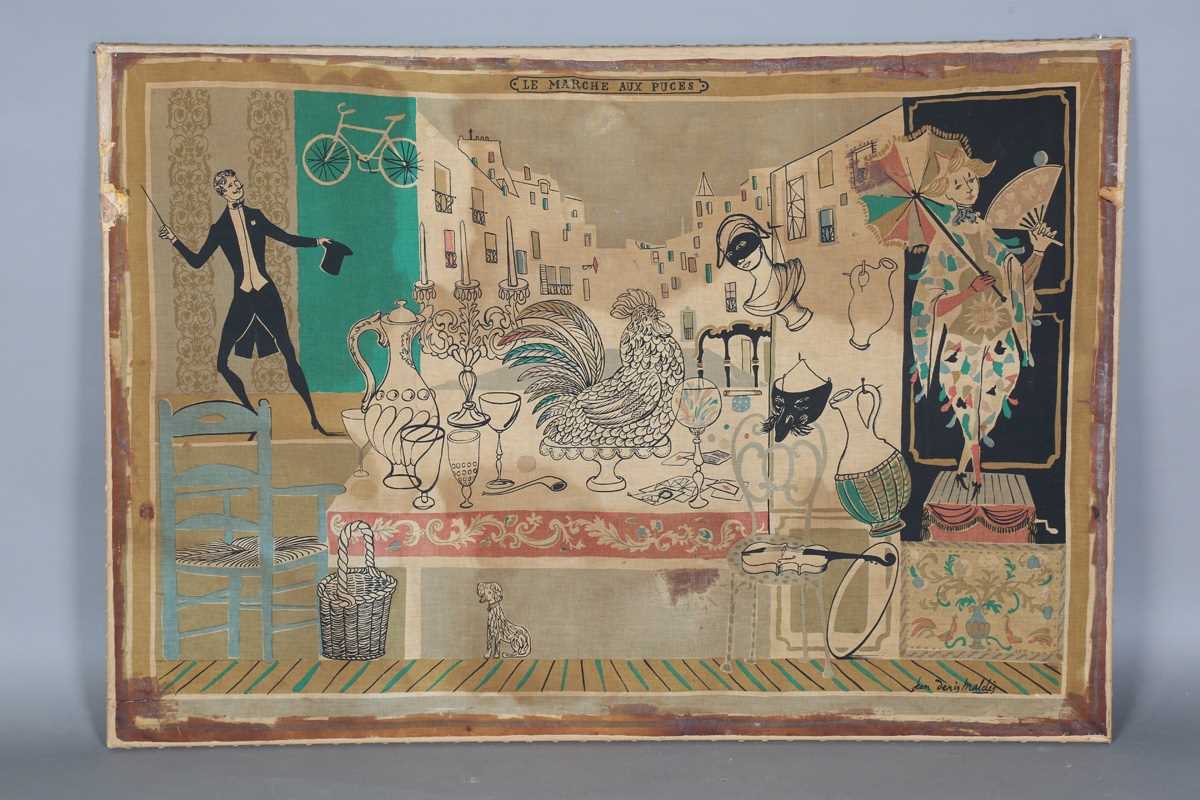 Jean-Denis Malclés - 'Le Marche aux Puces', silk screen print, 104cm x 150cm (faults).