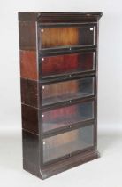 A George V mahogany Globe Wernicke style five-section library bookcase, on a plinth base, height