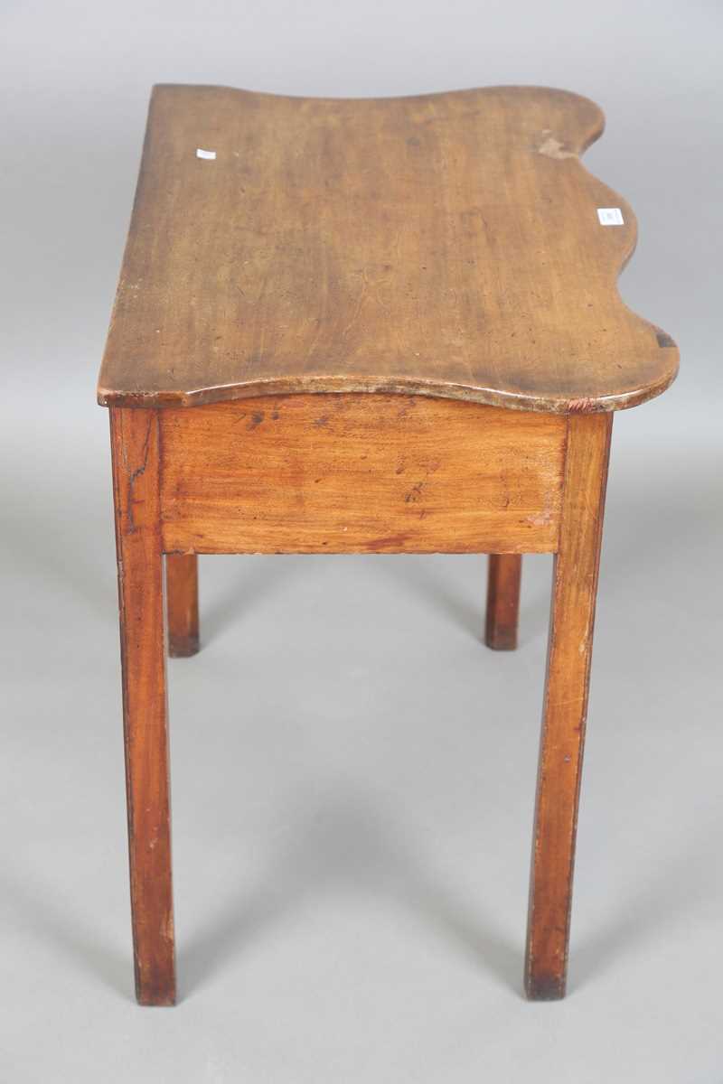A George III mahogany side table, the later shaped top above two oak-lined drawers, height 71cm, - Image 5 of 9