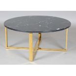 A mid/late 20th century gilt brass and marble topped circular coffee table, height 37cm, diameter