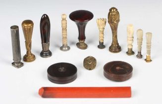 A selection of eleven mainly 19th century pocket seals, including one with a tortoiseshell handle,