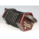 A small late Victorian twenty-button concertina by Lachenal, length 16cm.