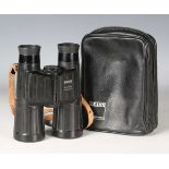 A pair of Zeiss 10 x 40 B binoculars, with outer rubber casing, cased.
