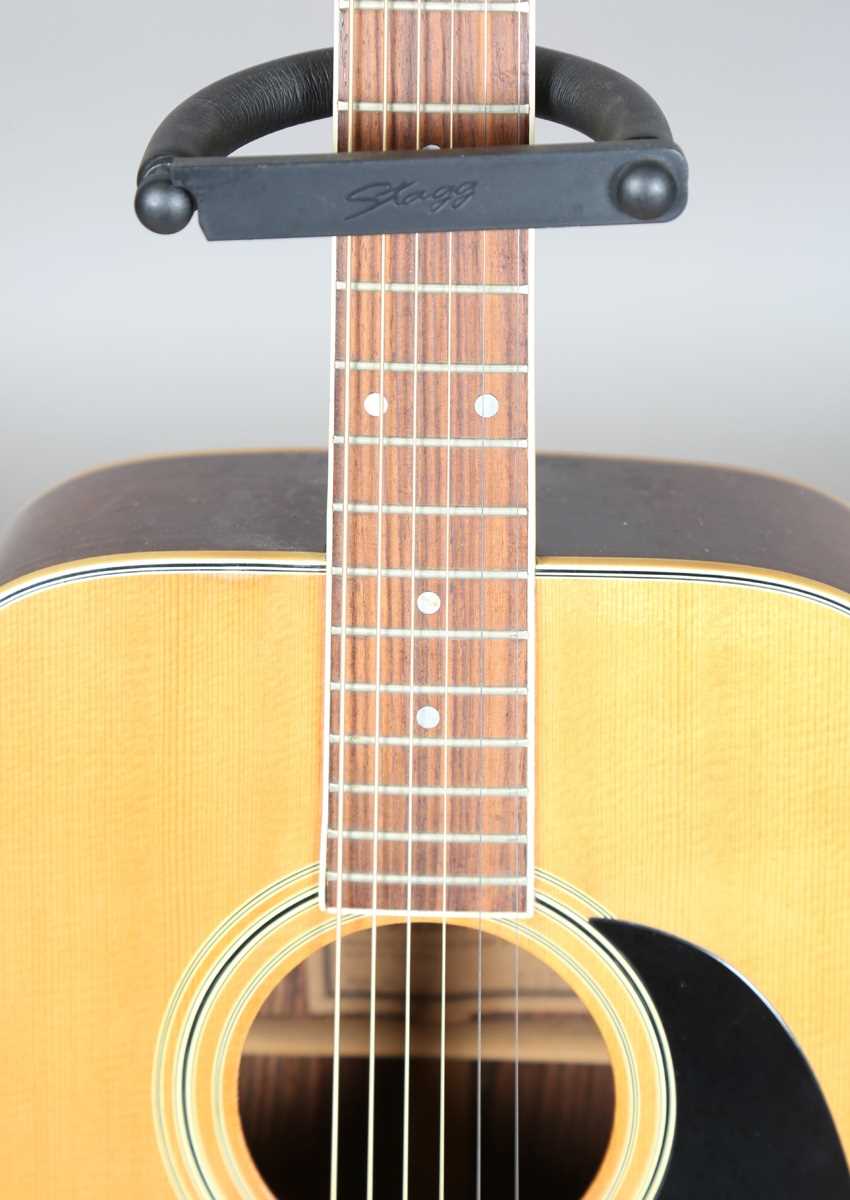 A 1970s Ibanez Concord 696 six-string dreadnought acoustic guitar, with gig bag and stand. - Image 4 of 19