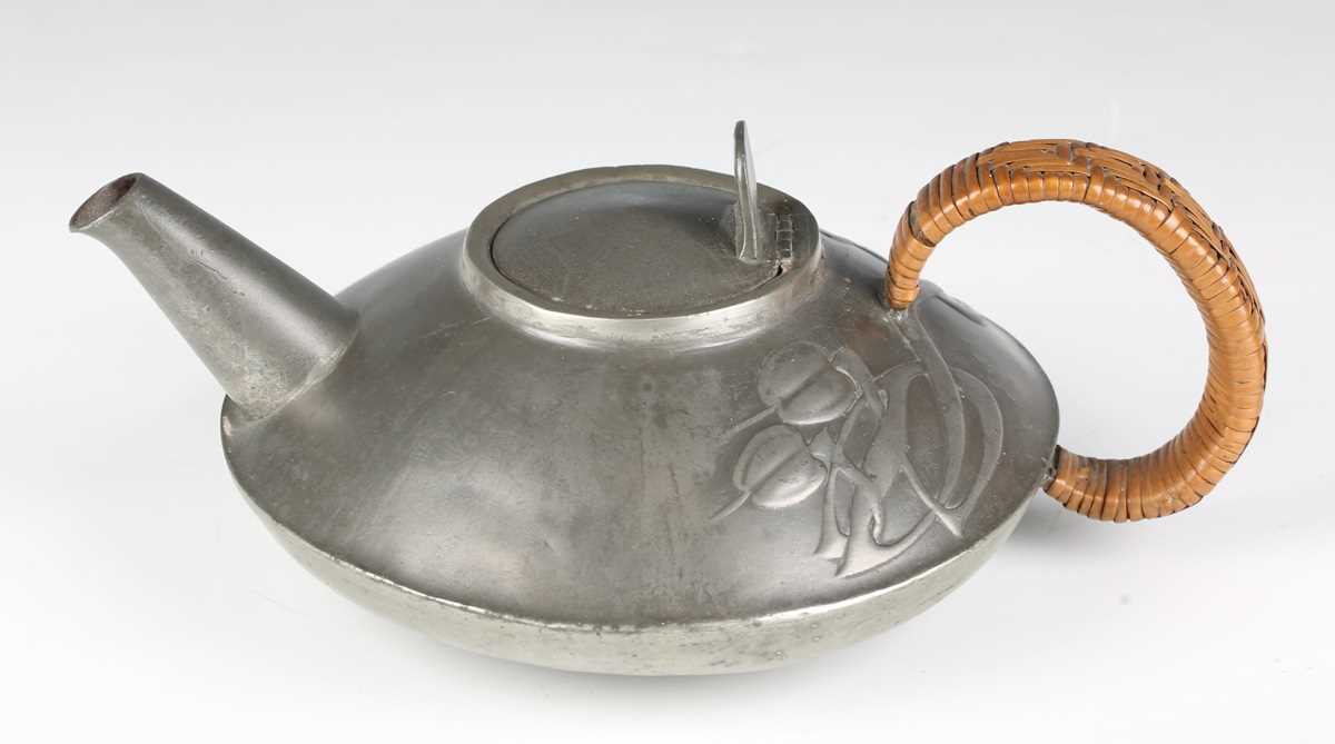 A Liberty & Co 'Tudric' pewter teapot and matching sugar bowl, model number '0231', designed by - Image 6 of 29