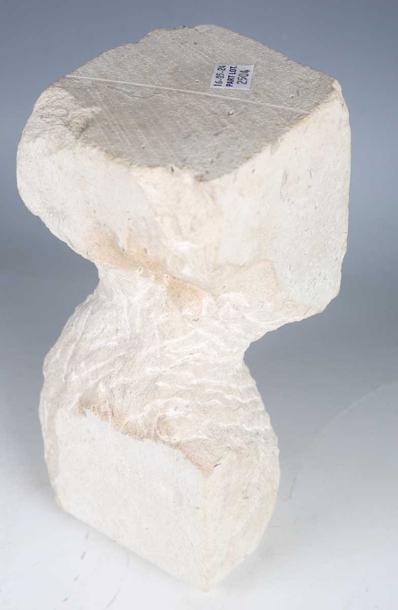Miles Bodimeade - a modern carved stone sculpture of stylized head form, height 23cm, together - Image 19 of 19