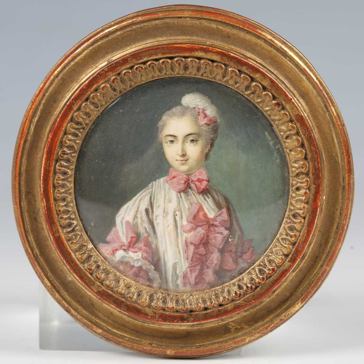 Continental School - a late 19th/early 20th century watercolour portrait miniature on ivory - Image 5 of 9