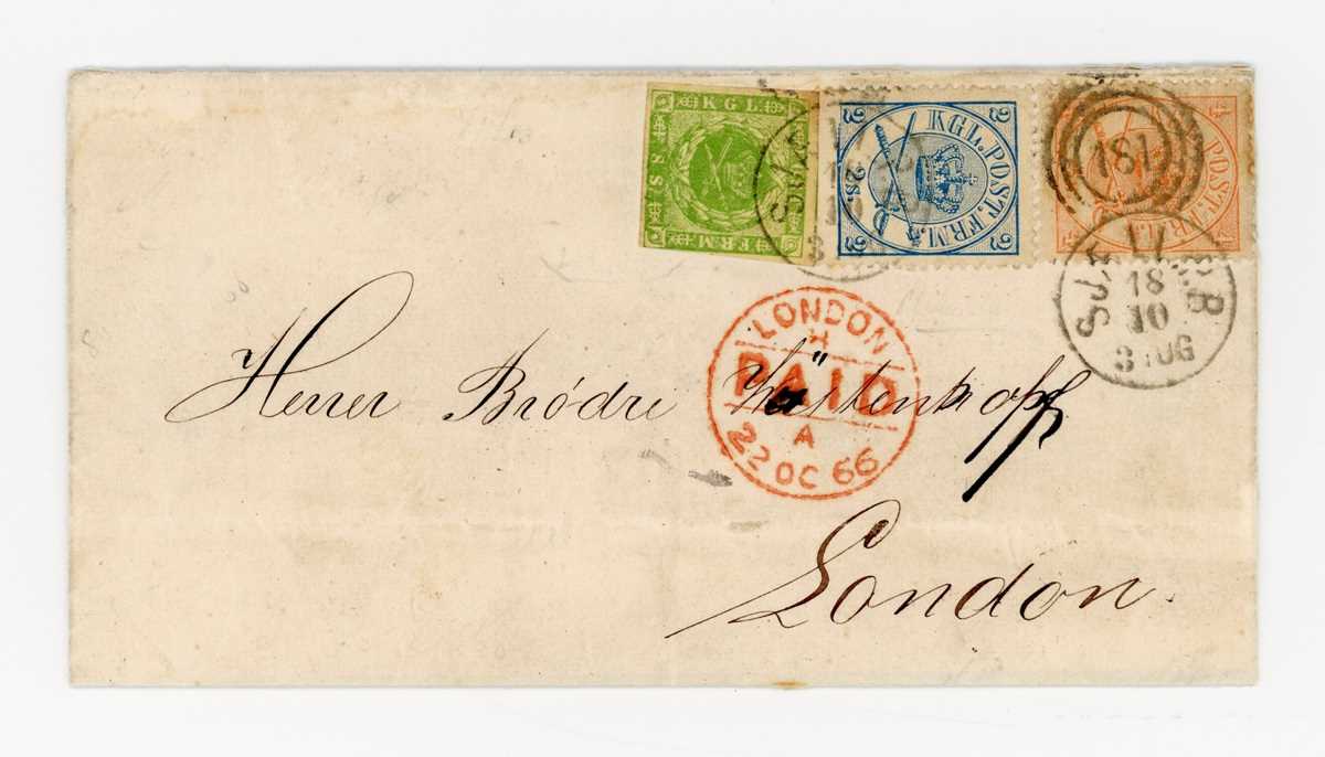 Denmark collection fine used stamps in Lighthouse album with much postal history from 1851 4 R.B.S.,