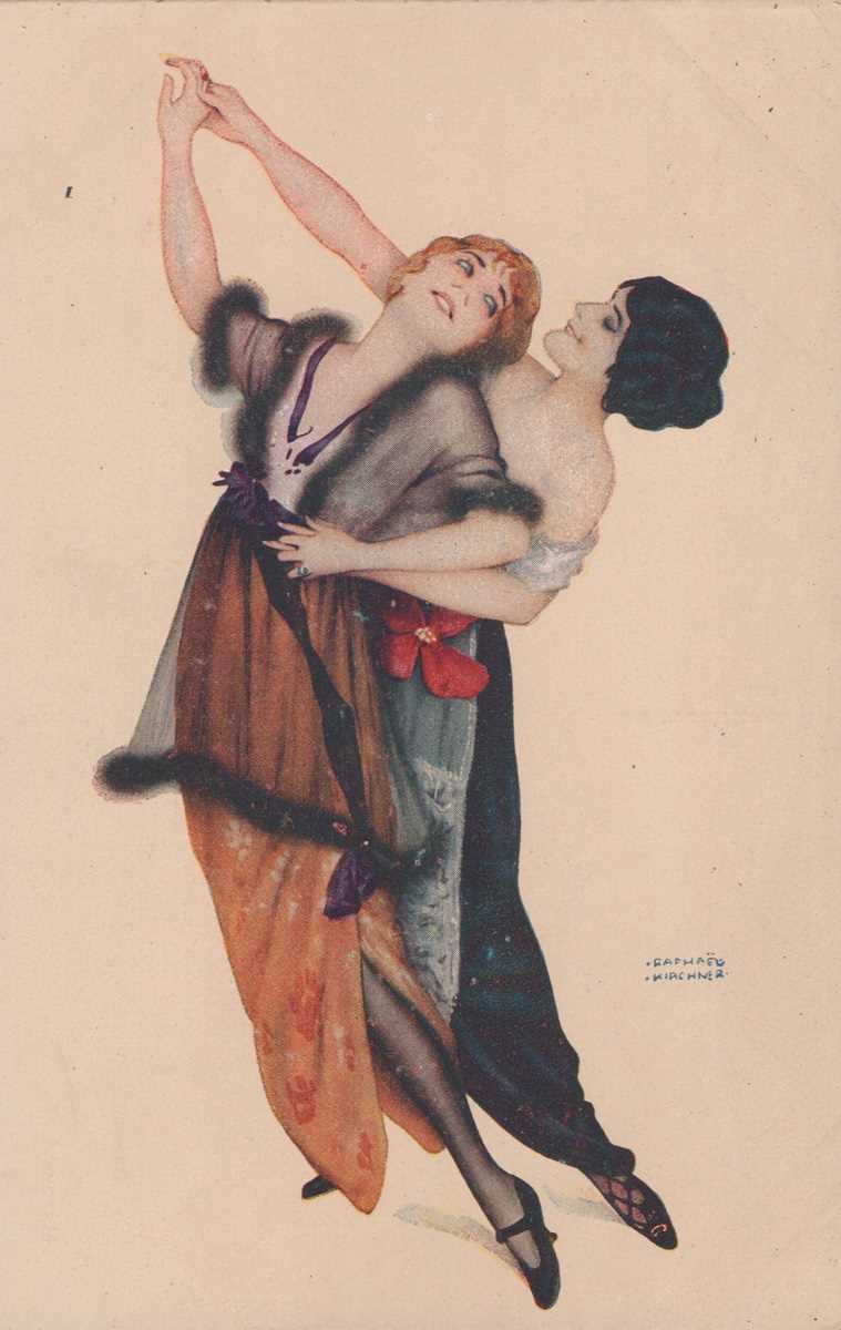 A collection of eight colour postcards by Raphael Kirchner of glamour or risqué interest. - Image 7 of 8