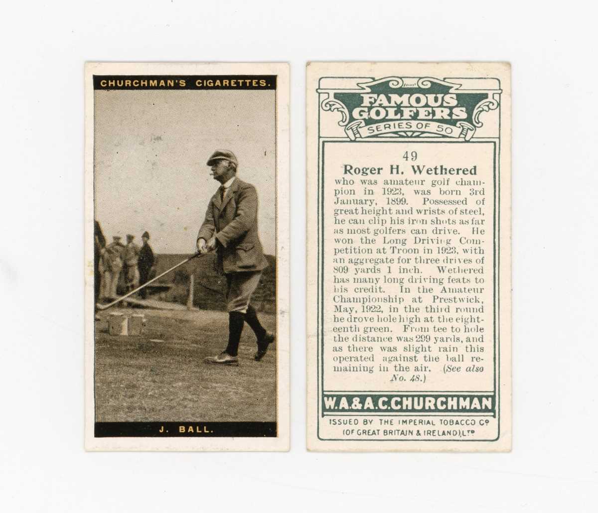 An album of cigarette and trade cards of sport interest, including a set of 25 Morris ‘Golf