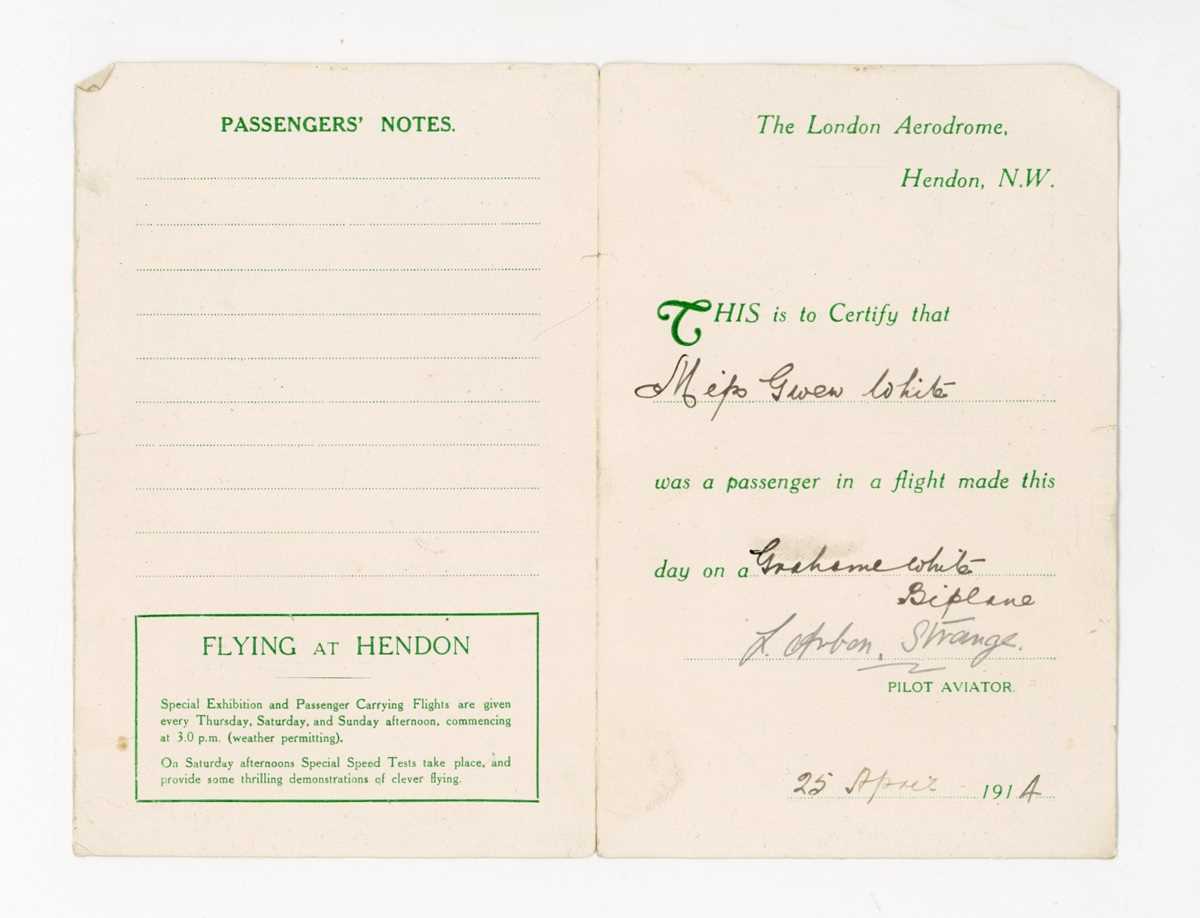 AVIATION. A signed postcard of Louis Arbon Strange, dated ‘Hendon, April 27th 1914’, together with a - Image 2 of 3