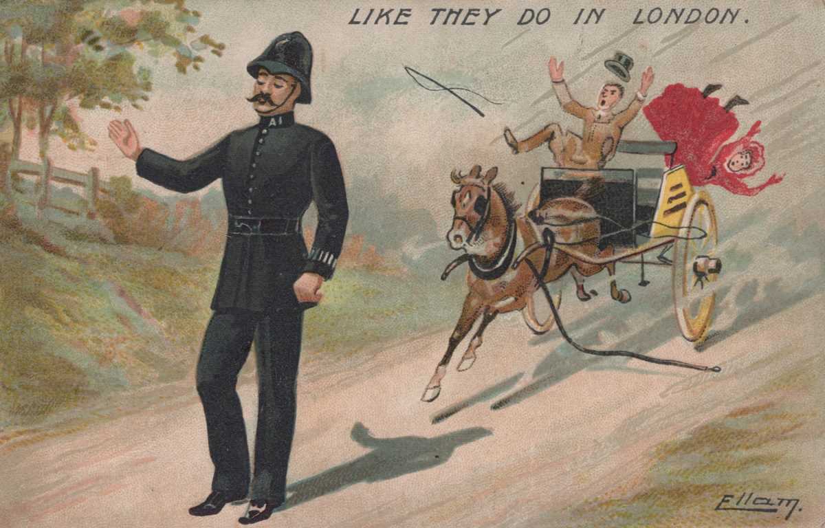 Two albums containing approximately 1005 postcards featuring policemen, the majority comic/ - Image 8 of 14