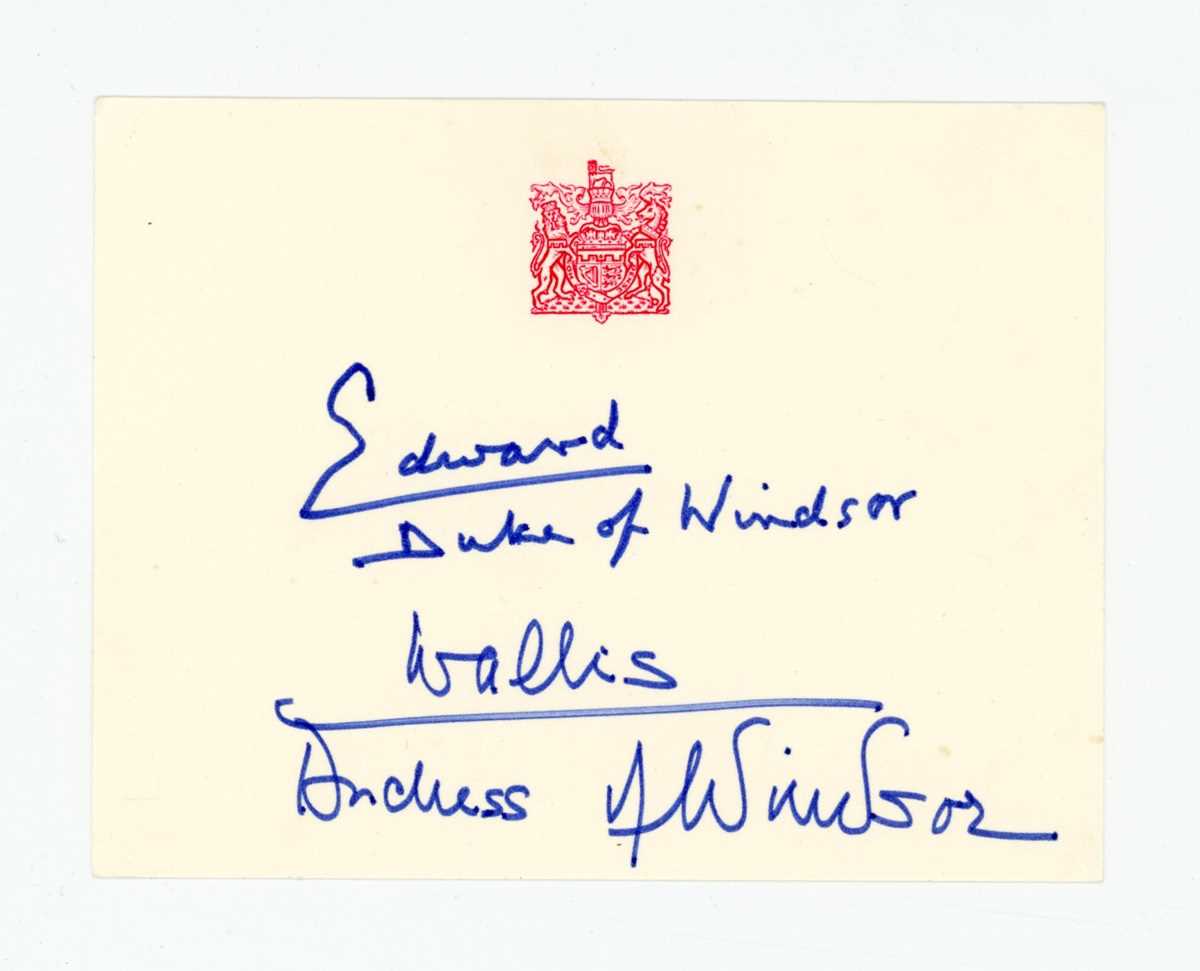AUTOGRAPHS, ROYALTY. A notelet with embossed crest signed by Edward Duke of Windsor and Wallis