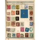 World stamps in seven albums, including Lincoln with Great Britain 1840 1d black (two, just four
