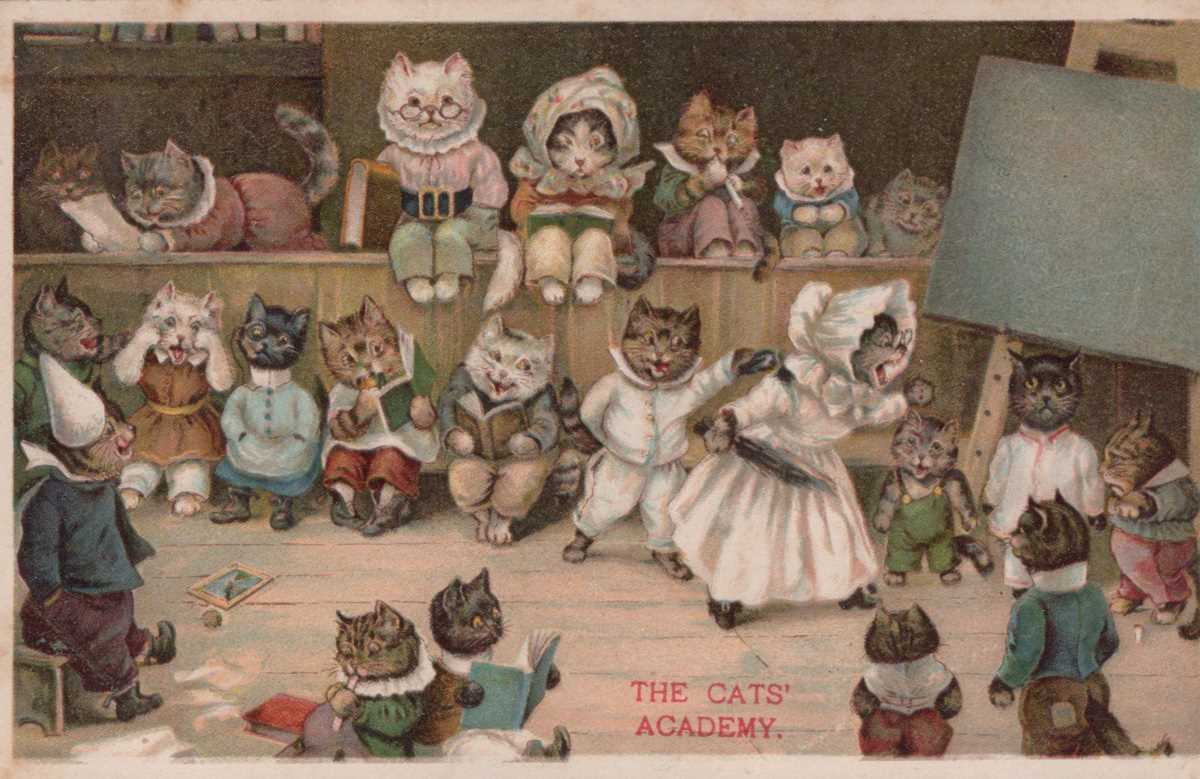 An album containing approximately 59 postcards, the majority artist or comic/humorous postcards