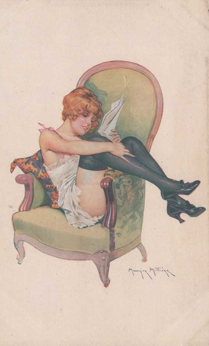 A group of nine colour postcards of glamour or risqué interest including postcards by Penot, Meunier - Bild 3 aus 9