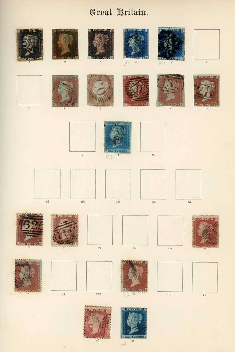 Great Britain Windsor stamp album from 1840 1d black (3), 2d blue (2) used poor margins, surface - Image 2 of 7