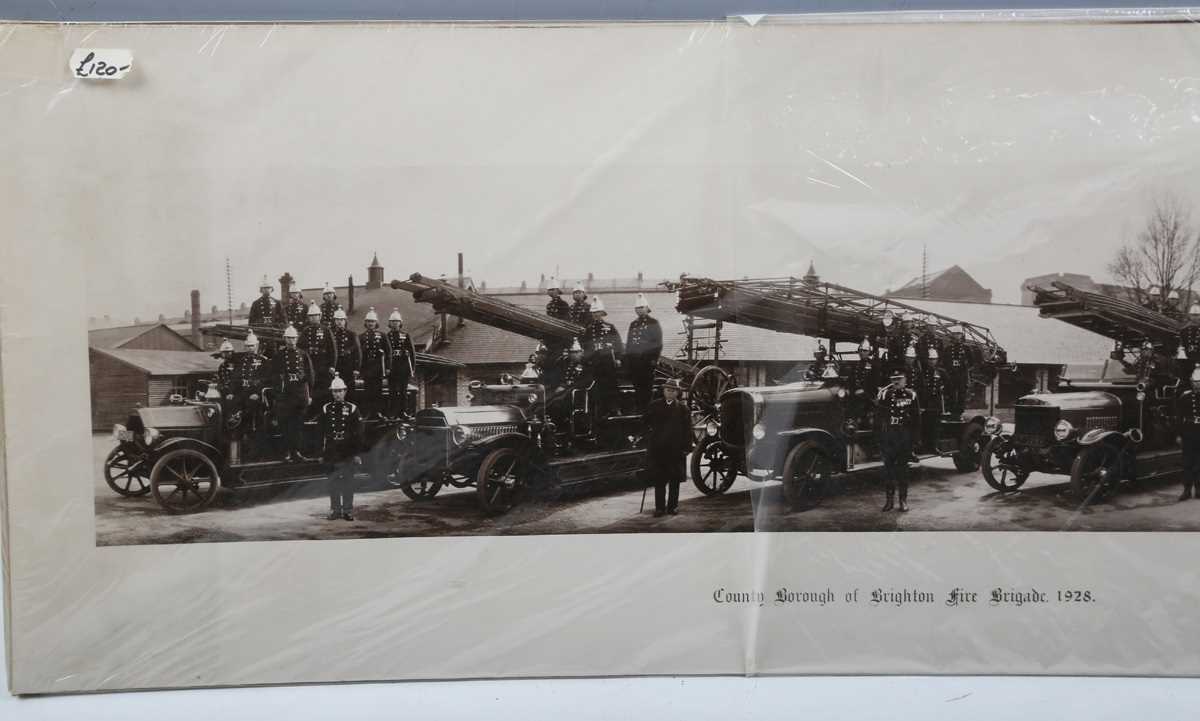 PHOTOGRAPH. A panoramic photographic print titled ‘County Borough of Brighton Fire Brigade 1928’ - Image 2 of 3