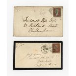 Great Britain postal history from pre stamp covers (8), 1841 1d red browns, 1d reds, postmarks,