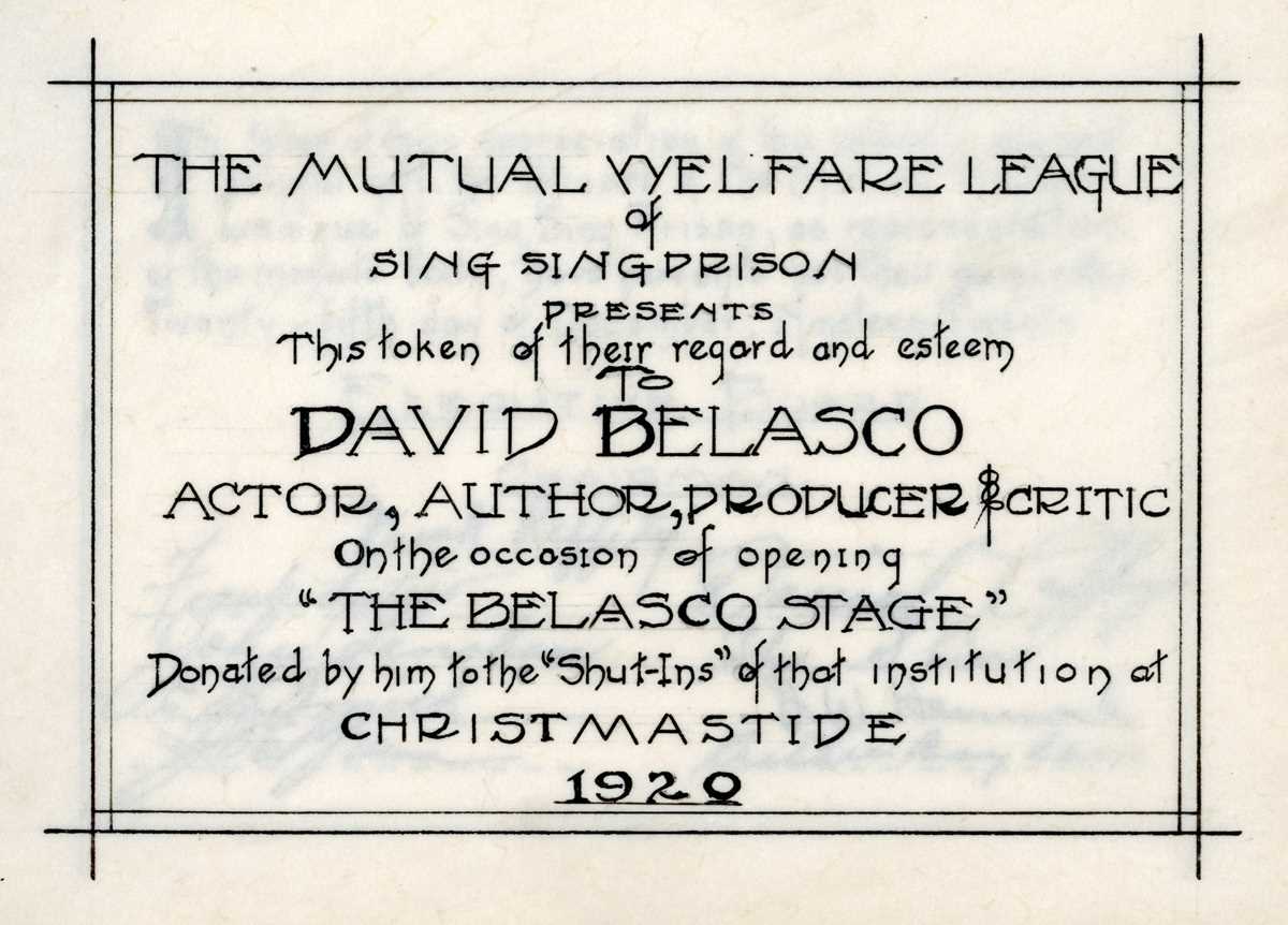 THEATRE. A leather-bound booklet awarded to David Belasco by The Mutual Welfare League in - Bild 3 aus 4