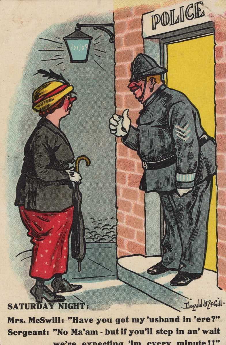 Two albums containing approximately 1005 postcards featuring policemen, the majority comic/ - Image 5 of 14