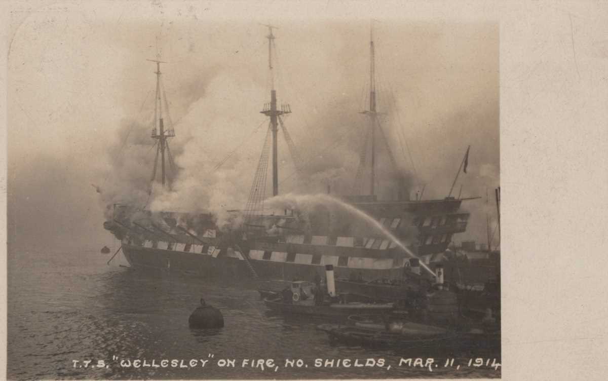 A collection of 12 postcards relating the Wellesley Training Ship in North Shields, including a