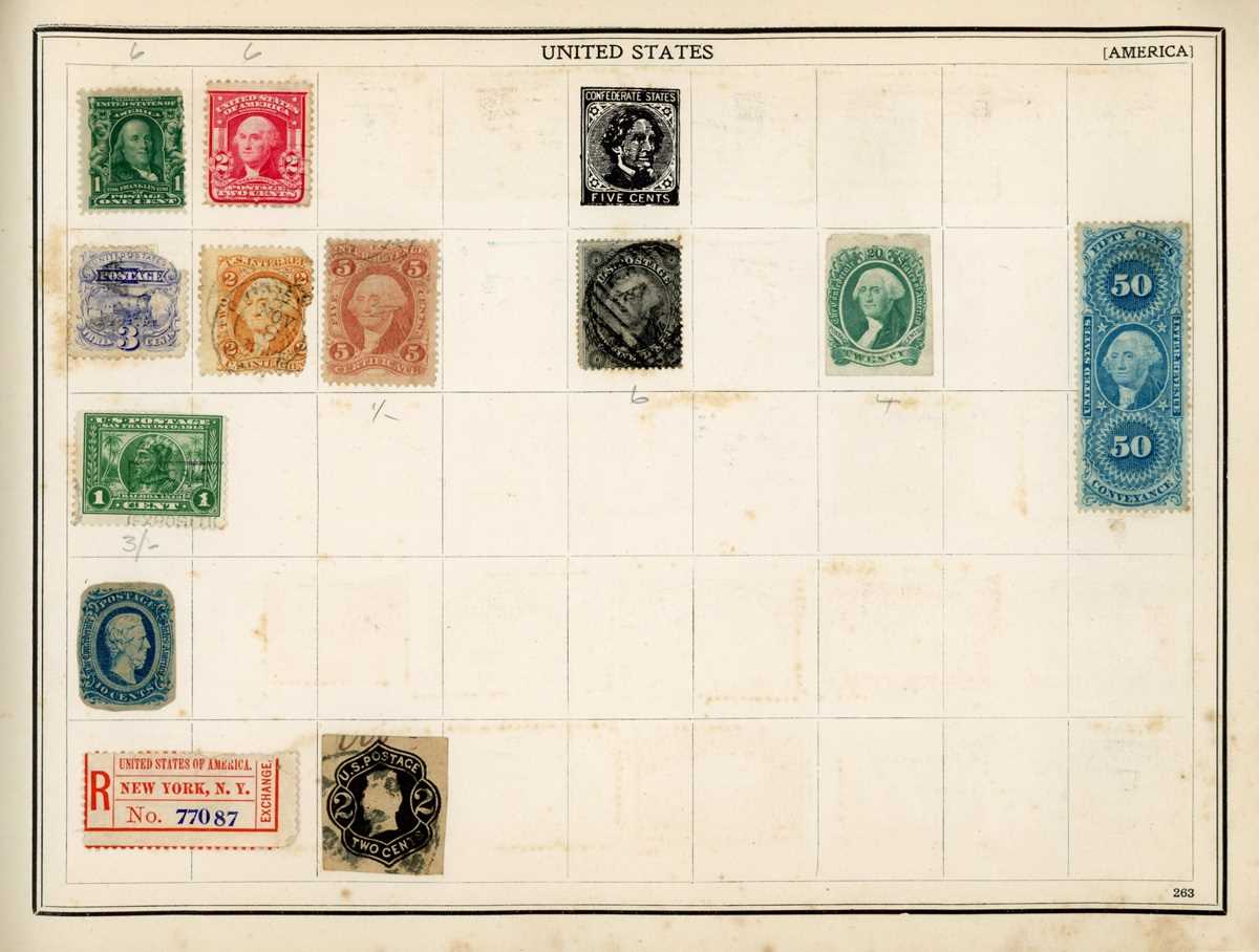 World stamps in early improved album with Great Britain with 1d reds, Edward VII ½d to one shilling, - Bild 7 aus 8