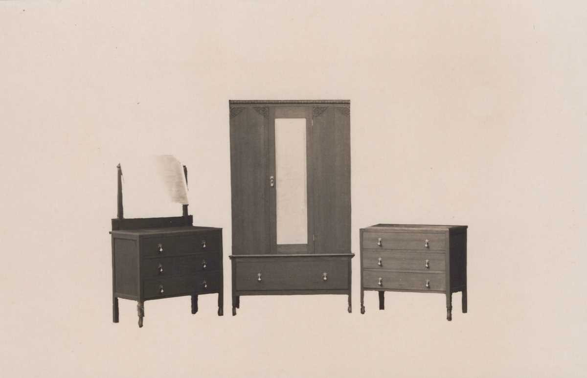 PHOTOGRAPHS. A collection of ten postcards and approximately 145 photographs of furniture, circa