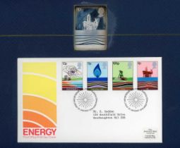 1978 Post Office commemorative stamp album, first day covers with six solid sterling silver stamp