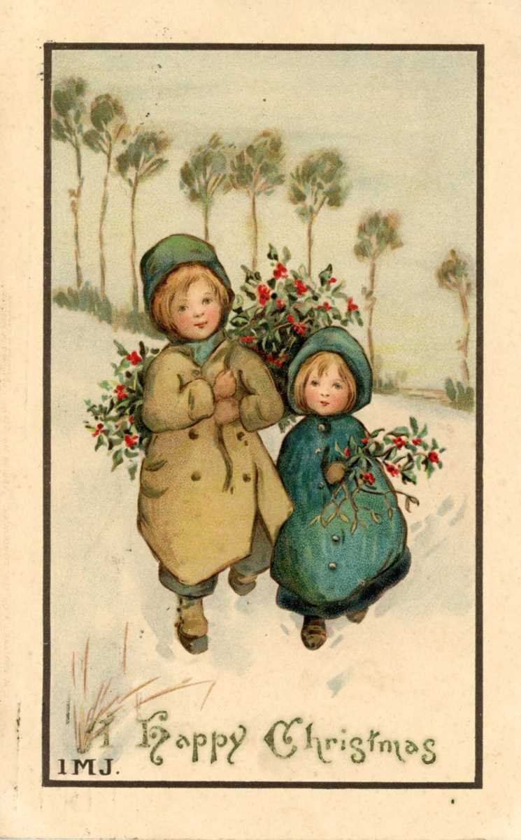 An album containing approximately 74 greetings postcards including Christmas, Easter and New Year