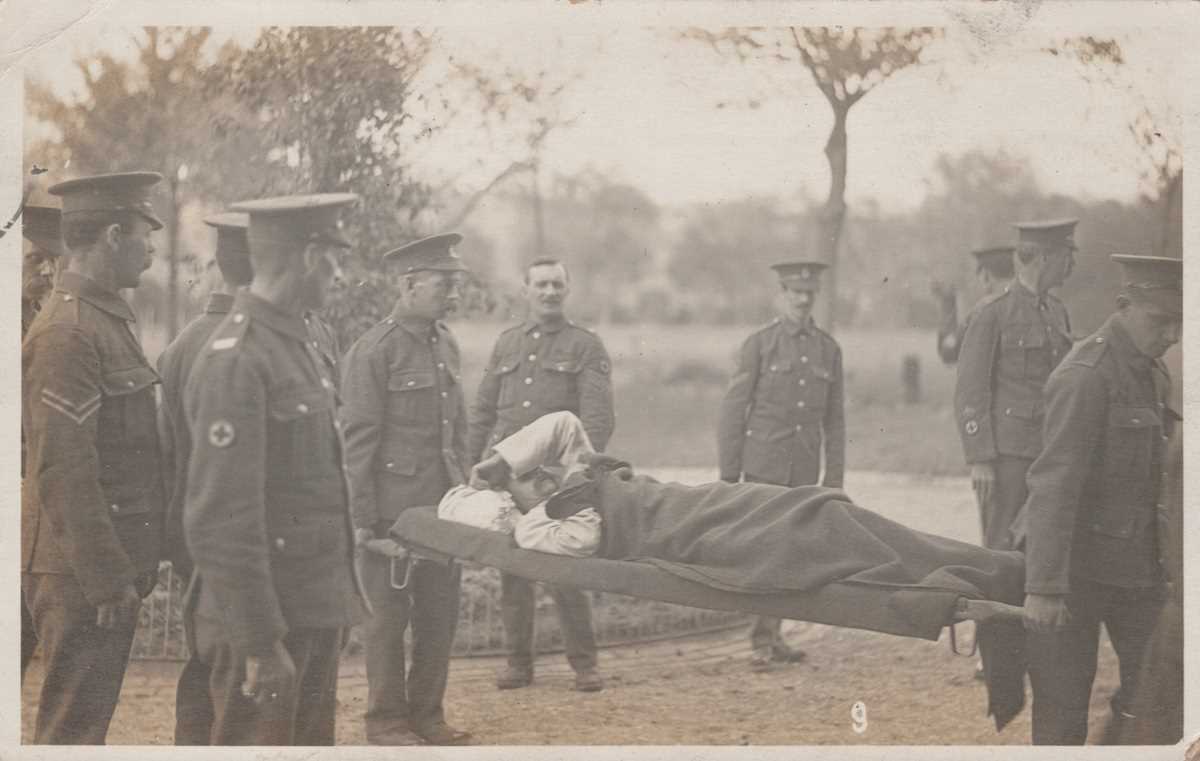 An album containing 32 postcards of military interest including an embroidered silk greeting - Image 2 of 32