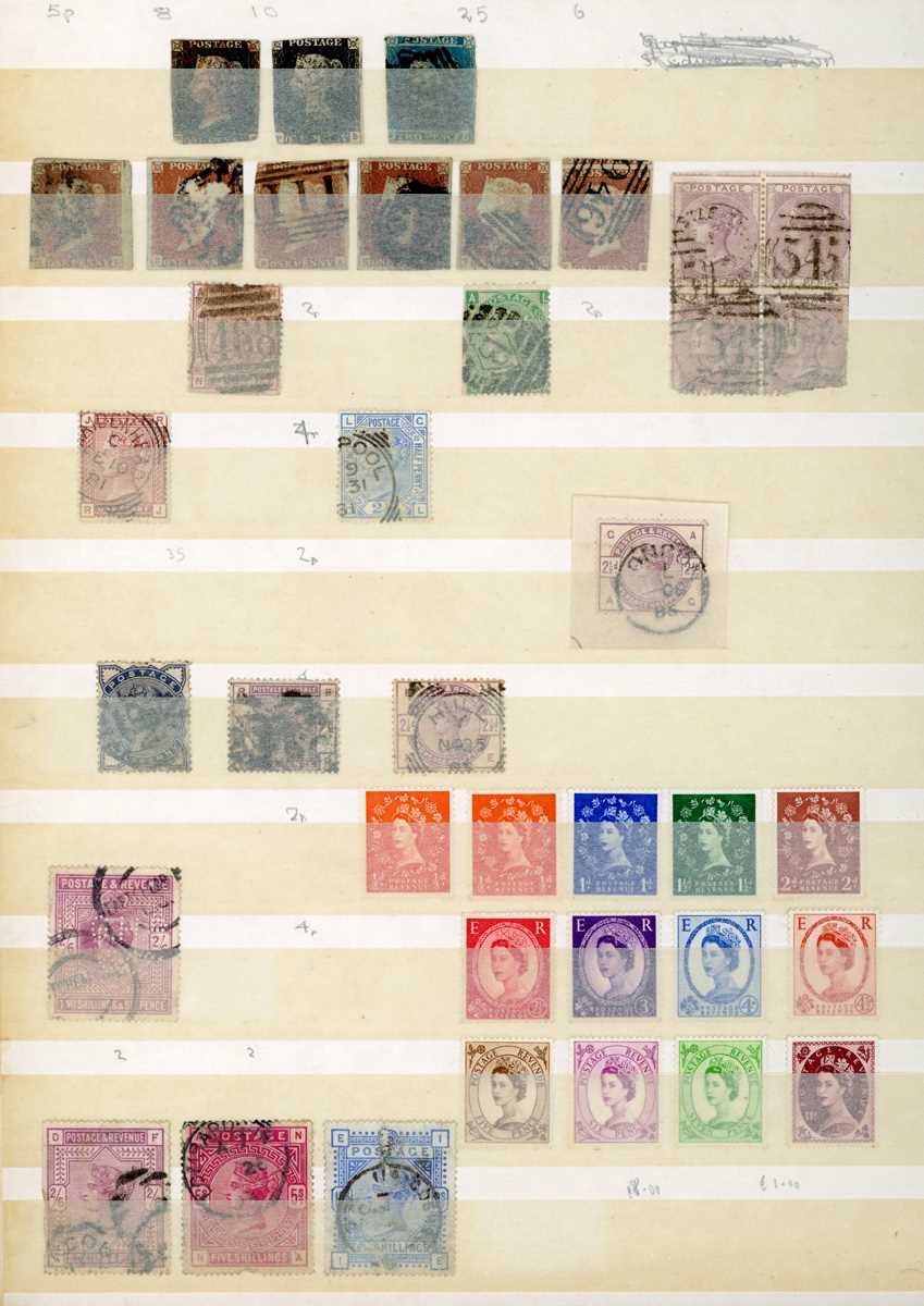 World stamps in two albums and eight stock books - Great Britain from 1840 1d blacks (cut into),