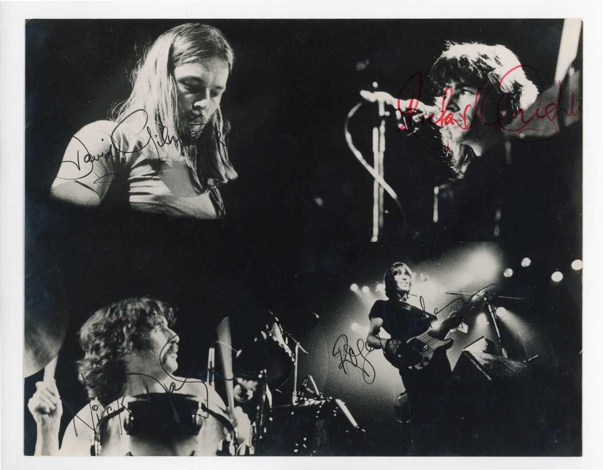 AUTOGRAPHS. A black and white photograph signed by four members of the band Pink Floyd, David ‘Dave’