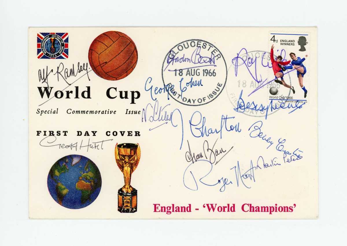 AUTOGRAPHS. A 1966 World Cup Commemorative First Day Cover signed by members of the England football