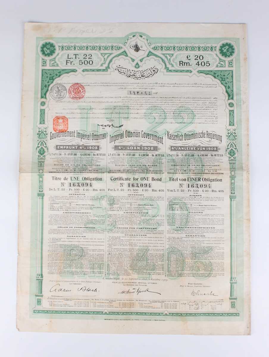 SHARE CERTIFICATES. An Ottoman Railway Company from Smyrna to Aidin £20 share certificate, No. - Image 9 of 43