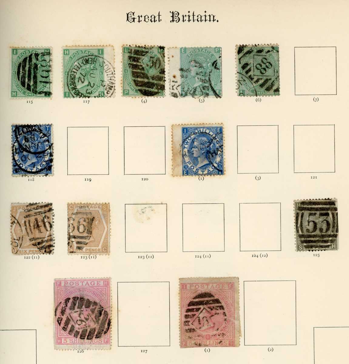 Great Britain Windsor stamp album from 1840 1d black (3), 2d blue (2) used poor margins, surface - Image 4 of 7