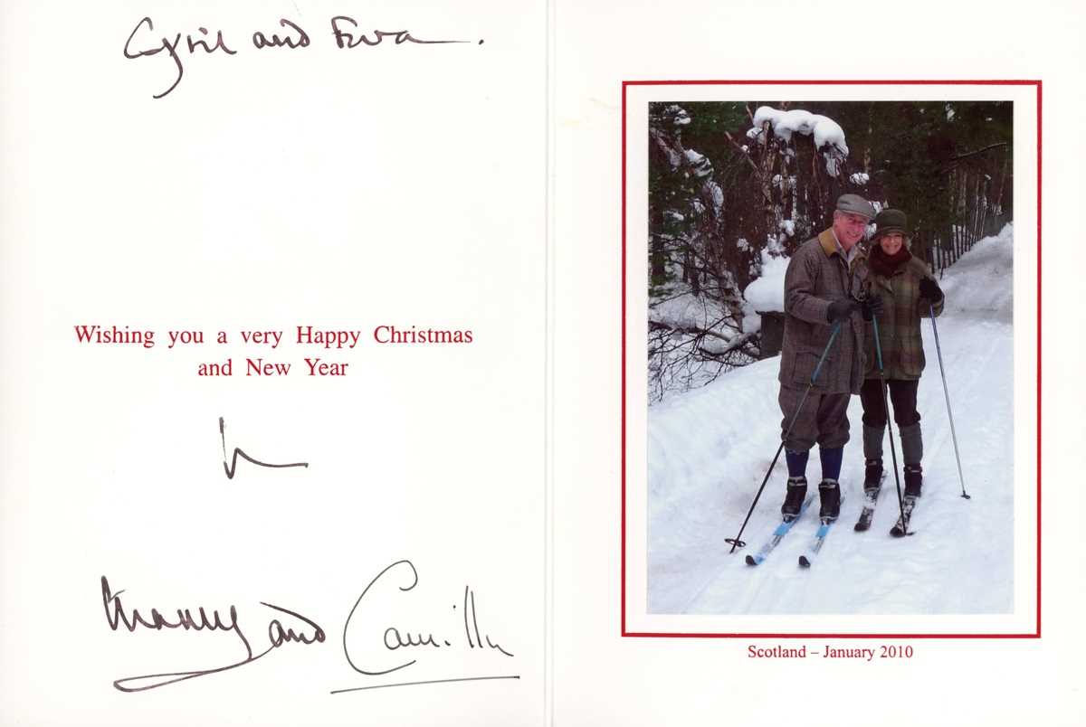 AUTOGRAPH, ROYALTY. A royal Christmas card signed and inscribed by King Charles III and Camilla,