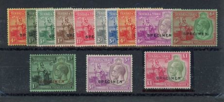 Trinidad and Tobago 1922-28 set ½d to £1 with specimen overprint (SG 2165-2295), (6d short corner