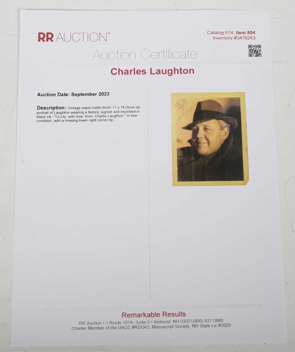 AUTOGRAPH. An autographed black and white oversized photograph signed by Charles Laughton and - Image 6 of 6