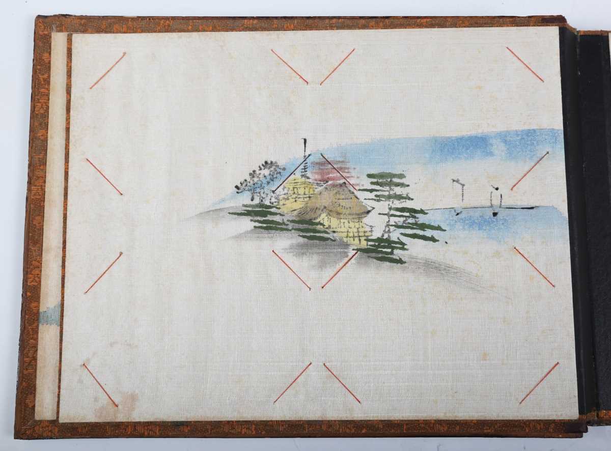 ALBUM. An usual Japanese lacquered photograph or postcard album with mother-of-pearl and abalone - Image 3 of 4