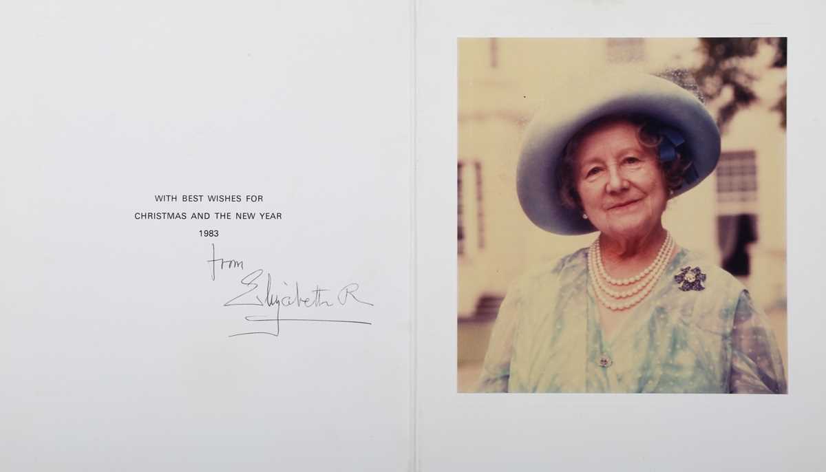 AUTOGRAPH, ROYALTY. A royal Christmas card from 1983 signed by Elizabeth, the Queen Mother, the