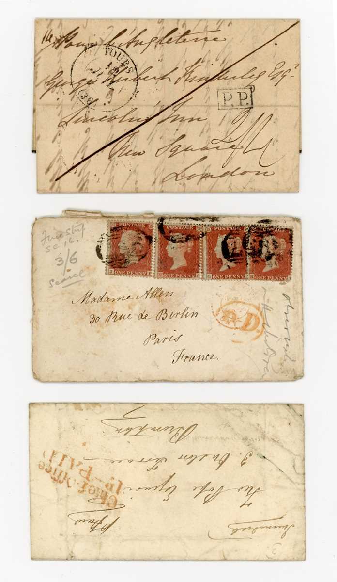 Great Britain postal history from pre stamp covers (8), 1841 1d red browns, 1d reds, postmarks, - Image 3 of 9