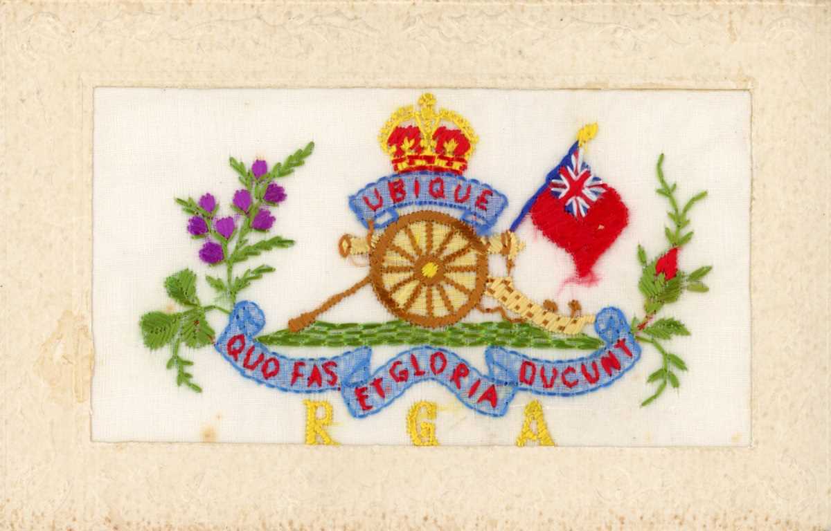 A group of nine First World War embroidered silk greetings postcards including five with