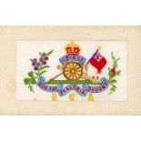 A group of nine First World War embroidered silk greetings postcards including five with