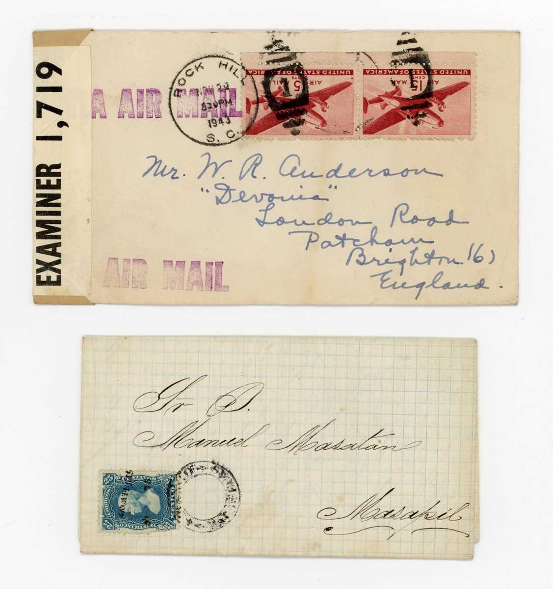 World postal history with much USA, including wartime, censors, airmails, Mexico pre stamp covers, - Bild 3 aus 5