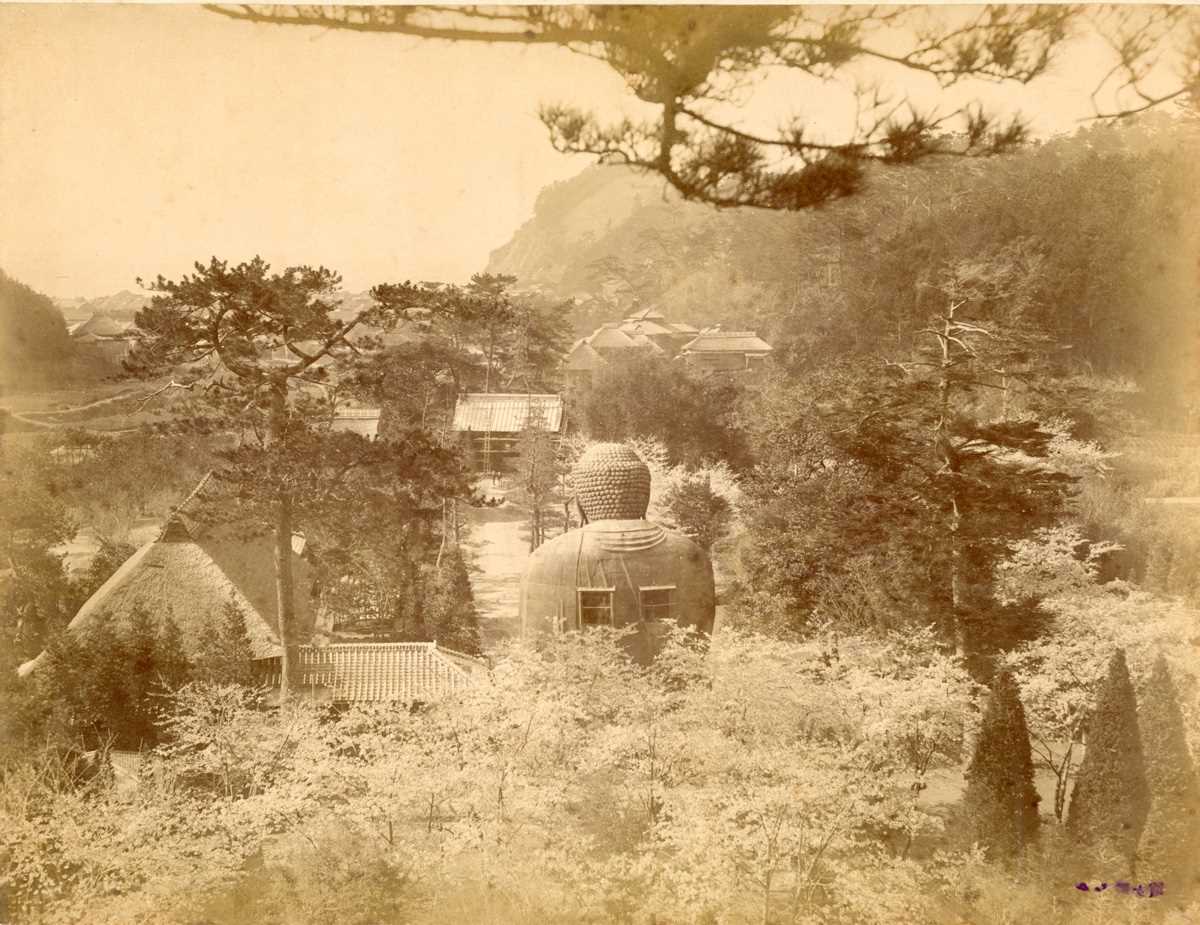 PHOTOGRAPHS. A group of eight albumen-print photographs of Japan, five hand-coloured, mounted on - Image 2 of 3