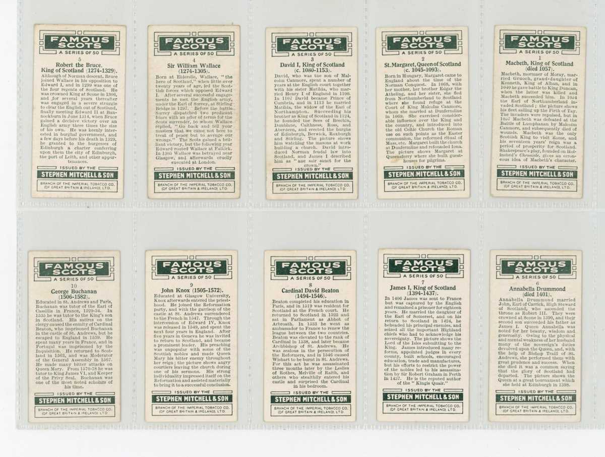 An album containing Stephen Mitchell cigarette cards, including a set of 50 ‘Famous Scots’, a - Image 3 of 7